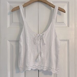 Old Navy White Sleeveless Crop Tie Front Tank Top